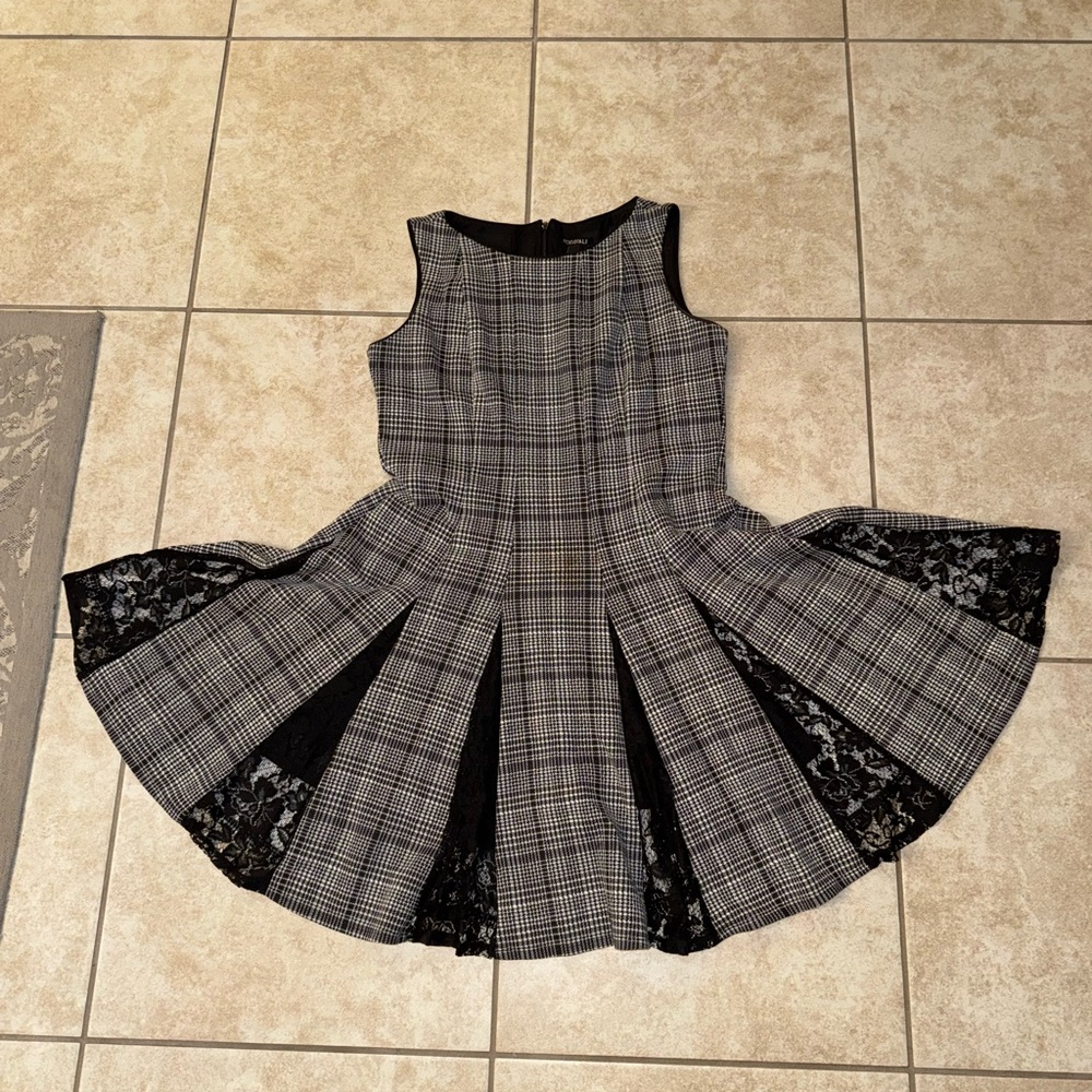 Roz & Ali Vintage OG Black Grey Textured Dress